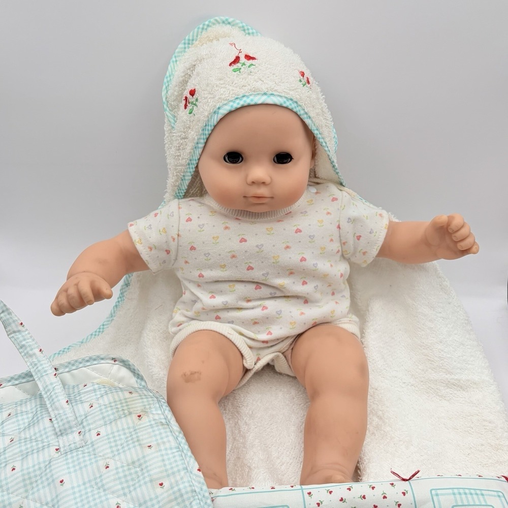 Vintage Pleasant Company Bitty Baby Brown Hair Brown‎ Eyes & Crib Accessories